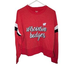 Captivating Wisconsin‎ Badgers Womens Red Cropped Sweatshirt Size Small Pullover